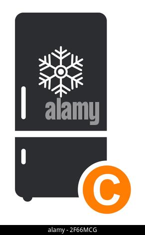 Freezer cold flat icon vector. Modern smart sign, solid pictogram isolated on white background . Stock Vector