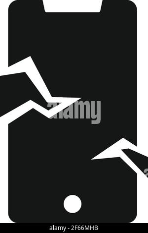 Cracked protective glass icon, simple style Stock Vector