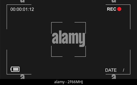 Video camera viewfinder overlay icon. Modern camera frame vector template . Stock Vector