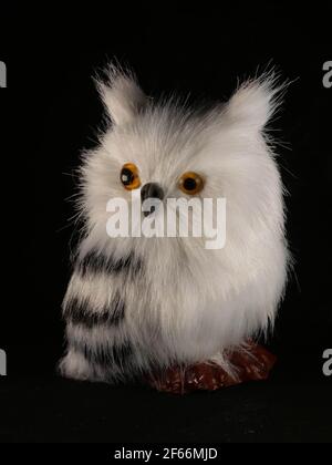 Toy figurines of owl and parrots different shapes and sizes Stock Photo