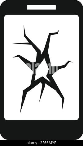 Cracked smartphone display icon, simple style Stock Vector