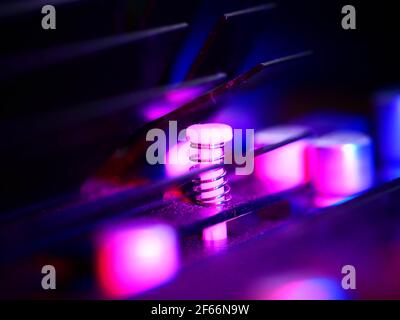 green Electronic system computer motherboard, digital chip with transistor, microcircuit. Stock Photo