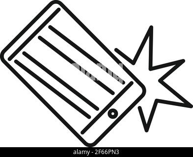 Drop smartphone icon, outline style Stock Vector