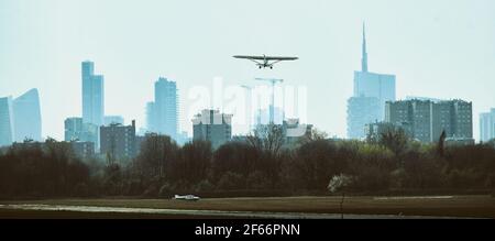 Aero Club Milan has a Flight School - parco nord - Lombardy Stock Photo