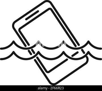 Smartphone underwater icon, outline style Stock Vector