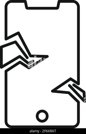 Cracked protective glass icon, outline style Stock Vector