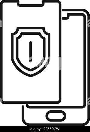 Shield protective glass icon, outline style Stock Vector