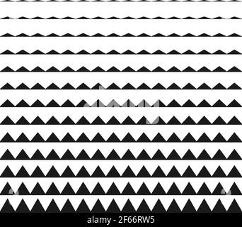 Set of vector seamless borders zigzag. Graphic new modern design elements . Stock Vector