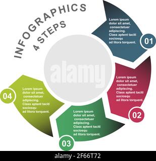 4 step vector element in four colors with labels, infographic diagram ...