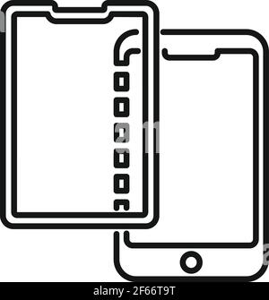 Strong protective phone glass icon, outline style Stock Vector