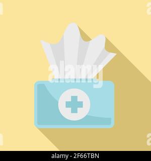 Antiseptic medical napkin icon, flat style Stock Vector
