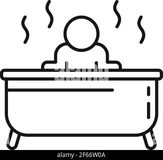 Man in jacuzzi icon, outline style Stock Vector