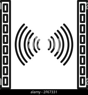 Soundproofing barrier icon, outline style Stock Vector