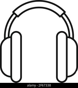 Soundproof headphones icon, outline style Stock Vector