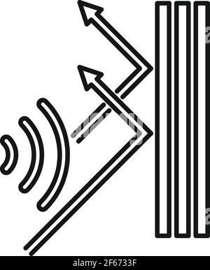 Soundproof reflect wall icon, outline style Stock Vector