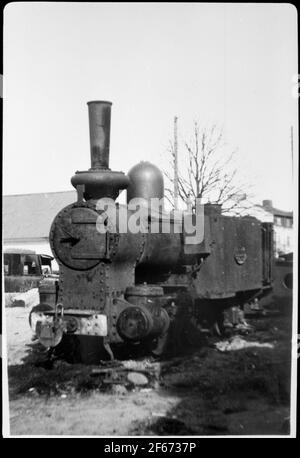 Steam locomotive on scrap. Stock Photo