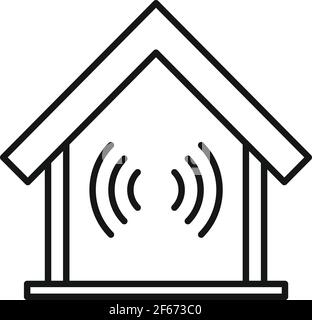 Soundproof home icon, outline style Stock Vector