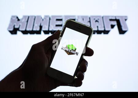 In this photo illustration a MeWe app seen displayed on a smartphone with  the MeWe logo in the background. (Photo by Thiago Prudencio / SOPA  Images/Sipa USA Stock Photo - Alamy