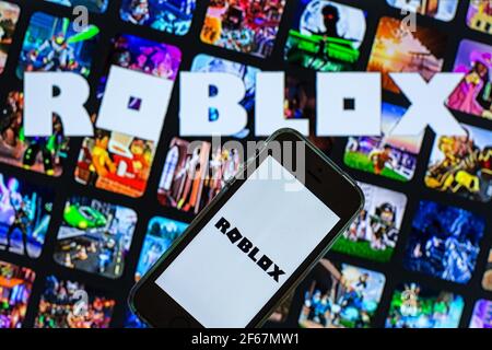 In this photo illustration, the Roblox app seen displayed on a smartphone  screen Stock Photo - Alamy