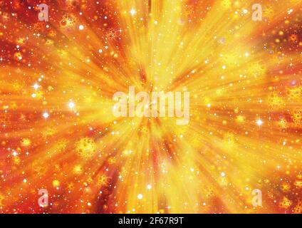 bright explosion fire speed burst background in space stars Stock Photo