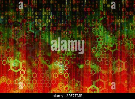 creative matrix code background with light rays Stock Photo - Alamy