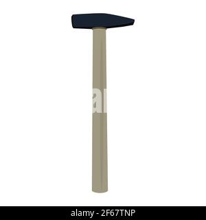 Hammer, hand work tool, flat vector illustration isolated on white background. Mini sledge hammer Stock Vector