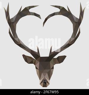 Illustration of a polygonal triangle deer head. Isolated vector. Stock Vector