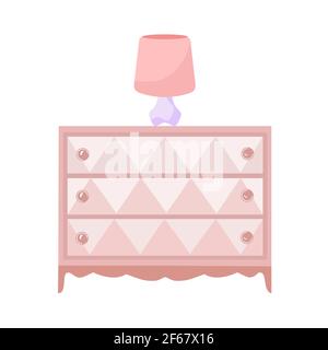 Bedside table. Isolated design. Flat vector illustration. Stock Vector