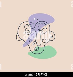 Stylized man face background of trendy vector illustrations Stock Vector