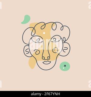 Abstract human face drawing done in lines and pastel colors Stock Vector