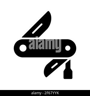 Jackknife vector glyph icon. Camping and Hiking sign. Graph symbol for travel and tourism web site and apps design, logo, app, UI Stock Vector