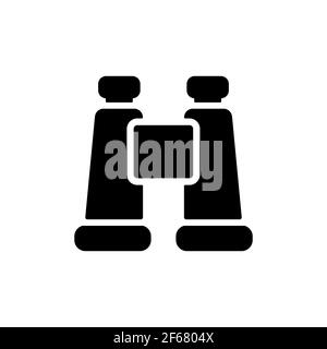 Binocular vector glyph icon. Camping and Hiking sign. Graph symbol for travel and tourism web site and apps design, logo, app, UI Stock Vector
