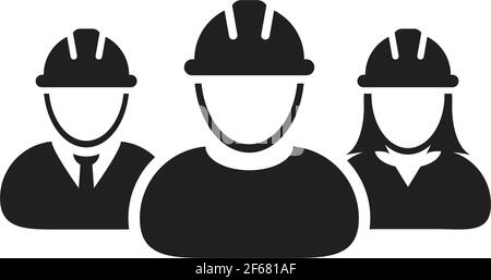 Construction worker icon vector group of contractor people persons ...