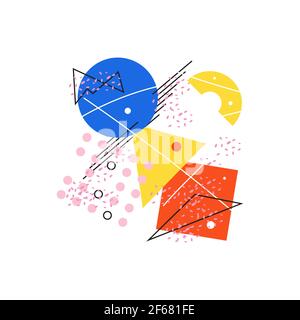 Colorful geometric pattern with shapes for decor on white Stock Vector