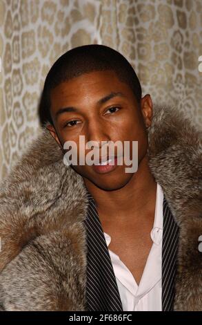 Pharrell Williams wearing Roberto Cavalli attends the Preview Gala for the Metropolitan Museum's WILD: Fashion Untamed hosted by Roberto Cavalli, held at the Metropolitan Museum of Art, Monday, December 6, 2004 in New York. Photo by Jennifer Graylock-Graylock.com Stock Photo