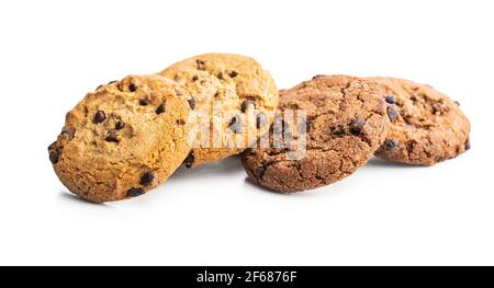 Sweet chocolate cookies isolated on white background. Stock Photo