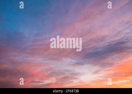 Sunrise Bright Dramatic Sky. Scenic Colorful Sky At Dawn. Sunset Sky Natural Abstract Background Stock Photo