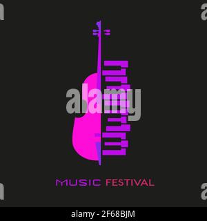 Violoncello piano hand drawn flat colorful music vector icon Stock Vector