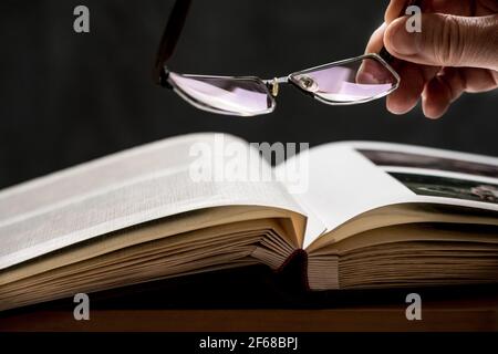 Viewing a photo album from the viewer's point of view Stock Photo