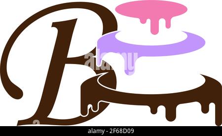 Letter B icon with wedding cake  design template vector illustration Stock Vector