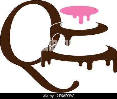 Letter Q icon with wedding cake  design template vector illustration Stock Vector