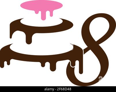 Number 8 icon with wedding cake  design template vector illustration Stock Vector