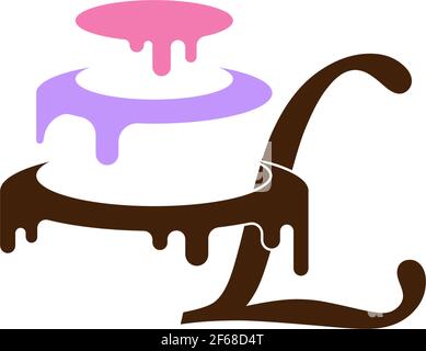 Letter L icon with wedding cake  design template vector illustration Stock Vector