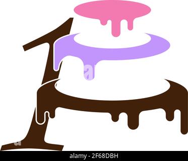Number 1 icon with wedding cake  design template vector illustration Stock Vector