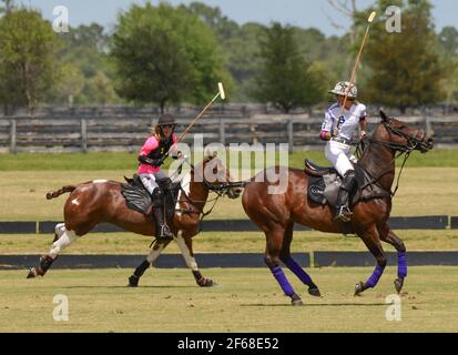 DUNDAS VS ICONICA 2021 WOMENS POLO CHAMPIONSHIPS, held in Port Mayaca, Florida, March 10, 2021.  Team Dundas: Nina Clarkin, Hope Arelano, Sarah Siegel Magness Photo by Jennifer Graylock-Graylock.com 917-519-7666 Stock Photo