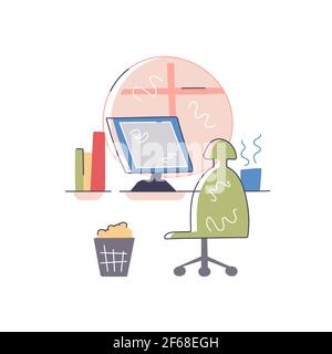 Elegant workplace done with lines and colors on white Stock Vector