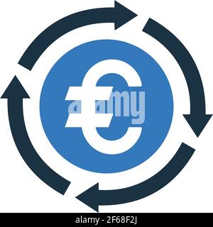 Payment, arrow, euro turnover icon is isolated on white background. Simple vector illustration for graphic and web design or commercial purposes. Stock Vector