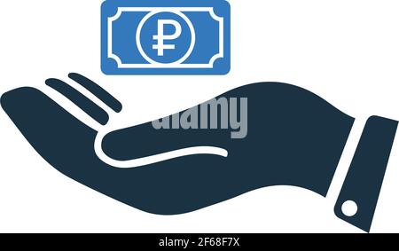 Currency, Russian ruble note icon is isolated on white background. Simple vector illustration for graphic and web design or commercial purposes. Stock Vector