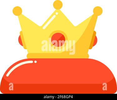 Golden crown king on red pillow isolated Stock Vector
