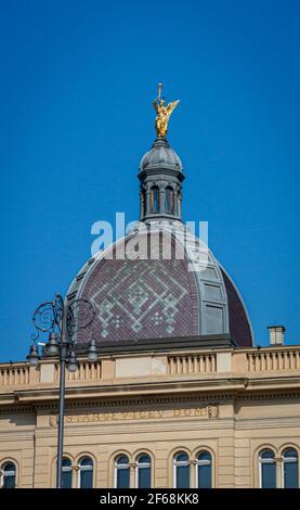 Architectural dome on the roof of an historic building in Zagreb, Croatia Stock Photo